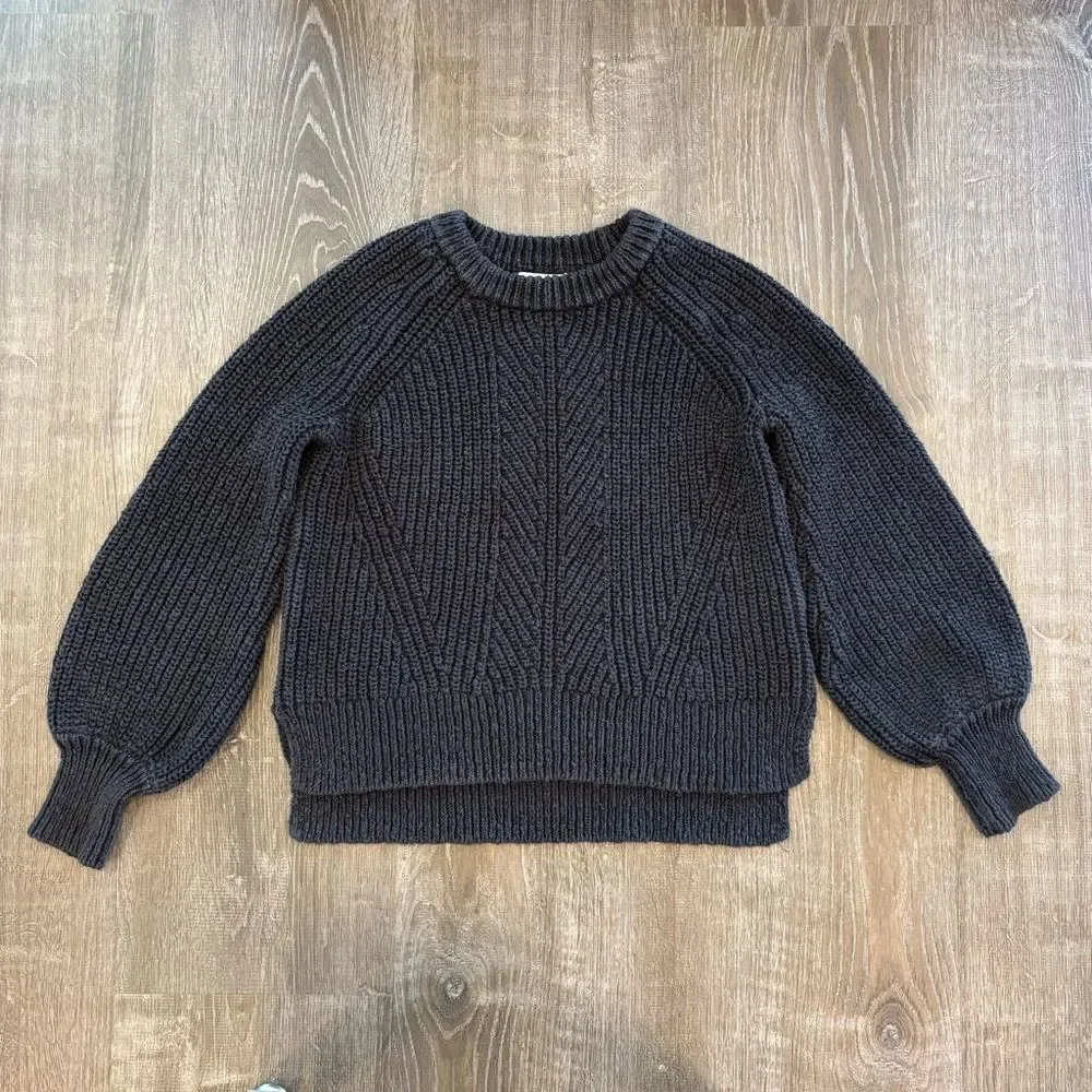 MADEWELL Balloon Sleeve Pullover Crew Neck Chunky Knit Sweater Top XS